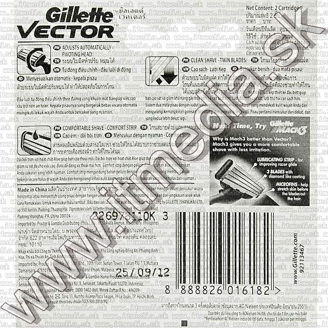 Image of Gillette Vector 2x Refill Cartridges *Aloe* (IT8463)